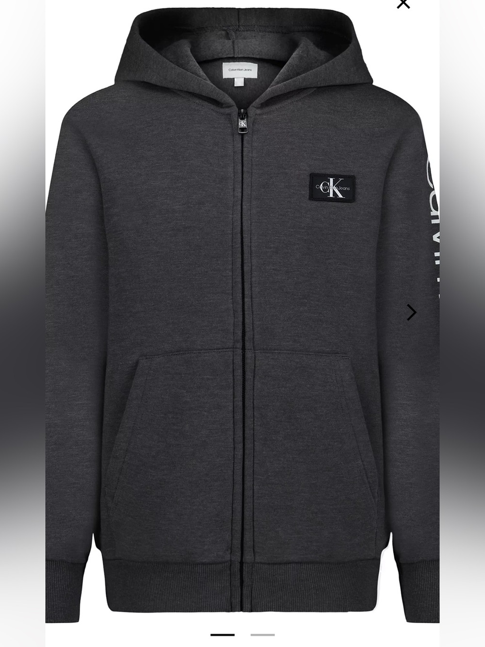 Calvin Klein Kids Dark Charcoal Full-Zip Hoodie